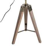 HOMCOM Vintage Tripod Table Desk Lamp Bedside Light Spotlight Brass Antique Searchlight Wooden Base