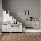 HOMCOM Rustic Chest of Five Fabric Drawers - Natural