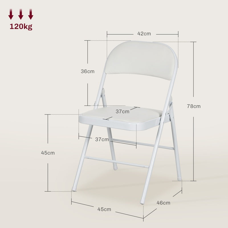 HOMCOM Set of Two Cushioned Steel Folding Chairs - White