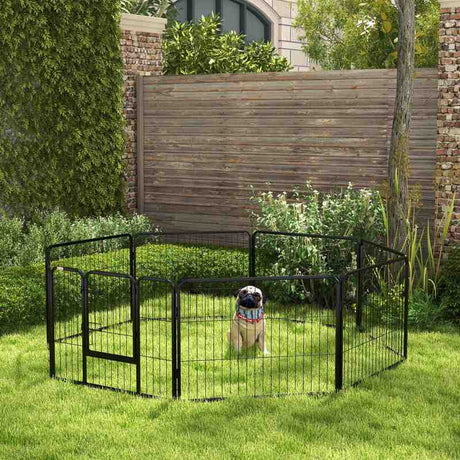 PawHut Steel 8 Panel Dog pen Pet Puppy PlayPen Black