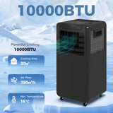 HOMCOM Air Conditioning Unit 10000 BTU, 4-in-1 Portable Air Conditioner with Remote Control, LED Display, 2 Speeds, Black