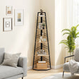 HOMCOM Corner Bookcase, 5-Tier Floor Standing Bookshelf, Shelving Unit for Living Room, Study, Bedroom, Natural Wood Finish
