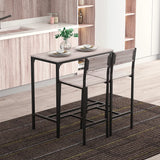 HOMCOM 3 Pcs Table Stool Set Industrial Design w/ Metal Frame Oak Tone MDF Panels Minimal Compact Beautiful
