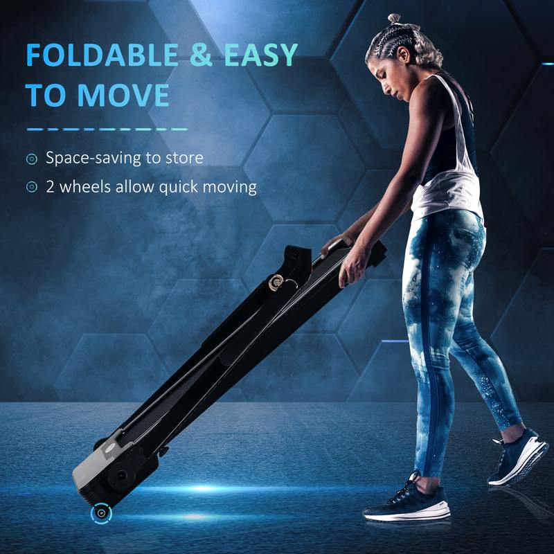 HOMCOM Folding Treadmill, 1.85HP Installation-Free Walking Jogging Running Machine, 12KM/H with 12 Pre-Programs and LED Display for Home Gym Office