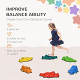 ZONEKIZ 6PCs Kids Stepping Stones, Crocodile-Designed Sensory Toys, with Anti-Slip Edge Balance River Stones