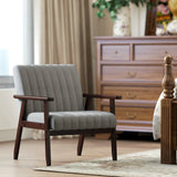 HOMCOM Mid Century Accent Chair, with Wooden Legs - Grey