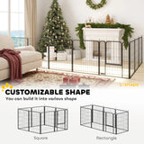 PawHut Eight-Panel Dog Playpen with Door, for Large Dogs, Indoors, Outdoors, 100cm Tall, Black