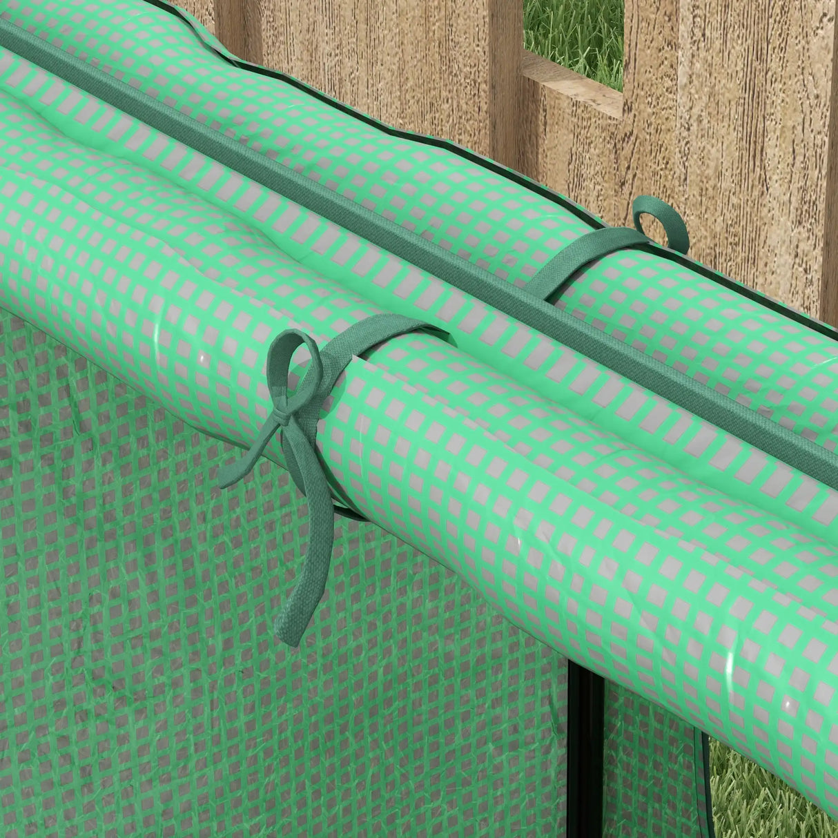 Outsunny 61 x 61cm Garden Planter Bed, with Mini Greenhouse - Green and Silver