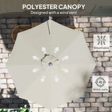 Outsunny 3(m) Wall-Mounted Parasol Shade, with Handle - Light Grey