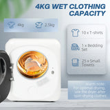 HOMCOM 2.5 kg Compact Tumble Dryer, with UV Sterilisation - White