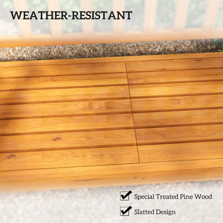 Outsunny Wooden Bench with Liftable Middle Table, Outdoor Bench, Patio Loveseat for Porch, Garden, Seats 2-3 People