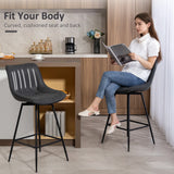 HOMCOM Set of 2 PU Leather Swivel Bar Stools - Black