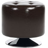 HOMCOM 360° Swivel Foot Stool Round PU Footstool with Thick Sponge Padding and Solid Steel Base, Brown