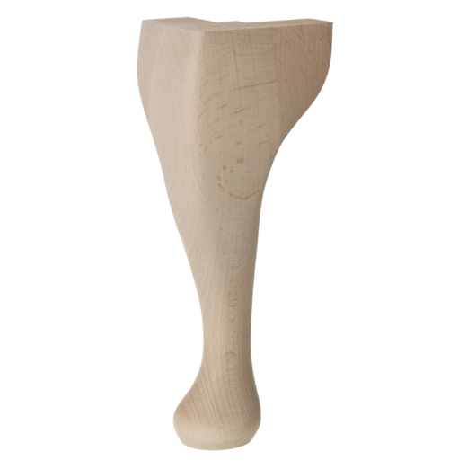 Wooden Queen Anne Leg (EX 65mm) – 9″ (230mm) with Bored Wings in a Raw Finish