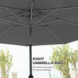 Outsunny 3(m) Tilting Parasol Garden Umbrellas, Outdoor Sun Shade with 8 Ribs, Tilt and Crank Handle for Balcony, Bench, Garden, Dark Grey