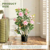 HOMCOM 90cm Artificial Rose Tree Set of 2, Decorative Fake Plant with 344 Silk Leaves 17 Flowers for Outdoor Indoor Decor, Pink
