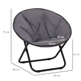 Outsunny Garden Folding Portable Padded Saucer Moon Chair Padded Round Outdoor Camping Travel Fishing Seat  Grey