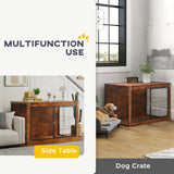 PawHut 46.46'' Dog Crate Furniture with Openable Top, Two Lockable Doors, for Extra Large Dogs, Rustic Brown