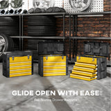 HOMCOM 4 Drawers Large Toolbox - Yellow