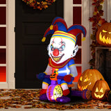 Outsunny 4ft Halloween Inflatable Clown on Bicycle, Blow Up Outdoor Halloween Decoration with 3 Built-in LED Lights for Garden, Party Indoor Outdoor