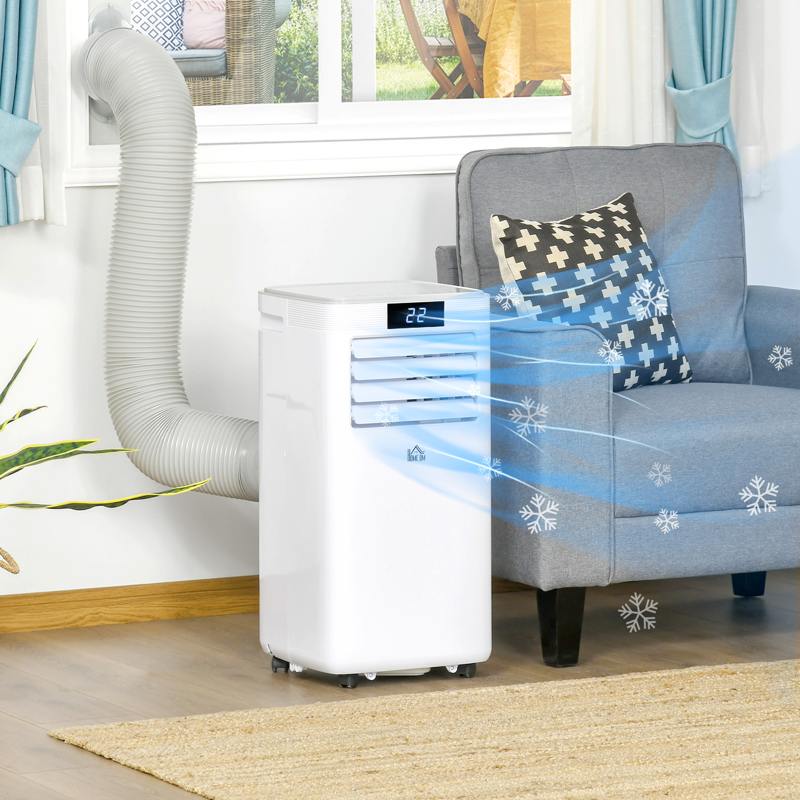 HOMCOM 10000 BTU Air Conditioning Unit, 3-in-1 Portable Air Conditioner, Dehumidifier, Cooling Fan with Remote Control, LED Display, 2 Speeds, 24H Timer, Window Venting Kit, 22m²