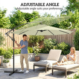 Outsunny 3m Overhanging Cantilever Parasol, with Cross Base - Beige