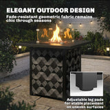 Outsunny Square Propane Gas Fire Pit Table,12 KW Firepit Outdoor Patio Heater with Glass Wind Guard, Lava Rocks, Gas Tank Holder