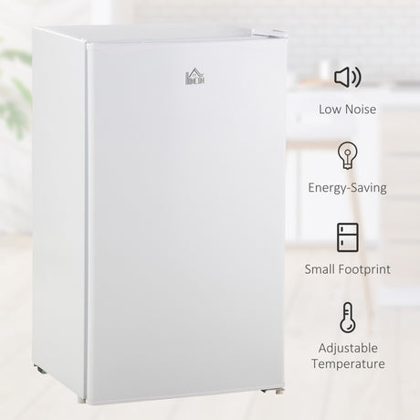 HOMCOM 91 Litre Freestanding Under Counter Fridge Freezer, Small Fridge with Chiller Box, Adjustable Thermostat, 47.5cm Wide, White