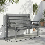 Outsunny 2 Seater Wooden Garden Bench, Slatted Patio Bench with Armrest and Backrest, Outdoor Furniture for Indoor, Balcony