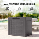 Outsunny 93L Plastic Garden Storage Box, Outdoor Storage Box with Handles, Waterproof Outdoor Storage Container, Brown
