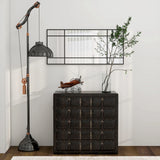 HOMCOM Decorative Grid Wall Mirror, with Back Hooks - Black