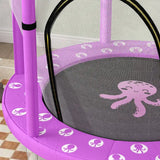 AIYAPLAY 4.6FT Toddler Trampoline w/ Safety Enclosure Net, for Indoor Outdoor Use, Ages 3-6 Years, Octopus Pattern - Purple