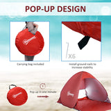 Outsunny Pop-up Portable Beach Tent-Red