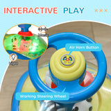 AIYAPLAY Foot to Floor oddler Ride on Toy w/ Music, Light, Horn, Under Seat Storage, Anti-Over-Backwards Device, Blue