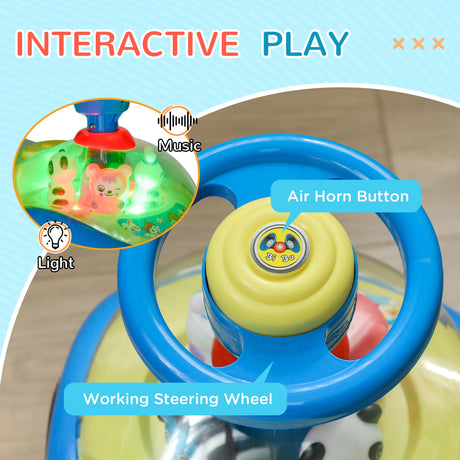 AIYAPLAY Foot to Floor oddler Ride on Toy w/ Music, Light, Horn, Under Seat Storage, Anti-Over-Backwards Device, Blue