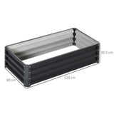 Outsunny Set of 2 Raised Beds for Garden, Galvanised Outdoor Planters for Herbs Vegetables, Use for Patio Balcony, Grey