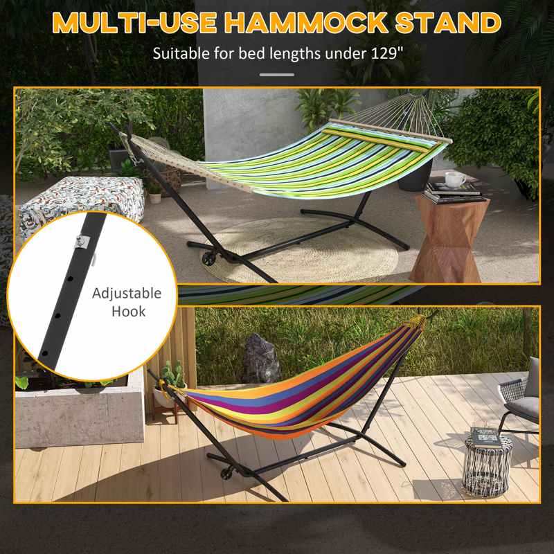 Outsunny 9.5ft Hammock Stand, Portable Hammock with Wheels, Adjustable Hammock Net Stand with Carry Bag, for String-style, Brazilian-style, Flat-style, Rope-style Hammocks, Black