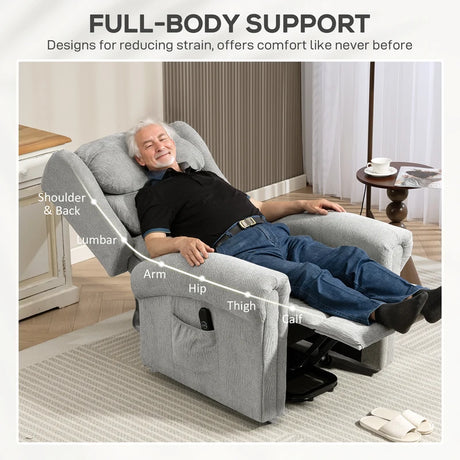 HOMCOM Power Lift Recliner Chair for Elderly, Velvet Electric Riser and Recliner Armchair for Living Room with Remote Control, 2 Side Pockets, Thick Padded Back, Grey