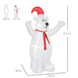 HOMCOM 6ft Tall Outdoor Inflatable Bear Airblown Projection Holiday Christmas Lawn Dcor