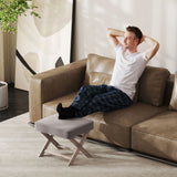 HOMCOM Vintage Footstool Padded Seat X Leg Chair Velvet Cover Shabby Chic Footrest Solid Rubber Wood Frame 49.5 x 45 x 41 cm Grey