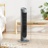 HOMCOM Tower Fan for Bedroom Cooling, 75cm Electric 70 Oscillating with 3 Speed Settings, Standing Floor Fan, Grey