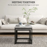 HOMCOM Coffee Table Set of 2, Nest of Tables with 3.5cm Thick Tabletop, Grey