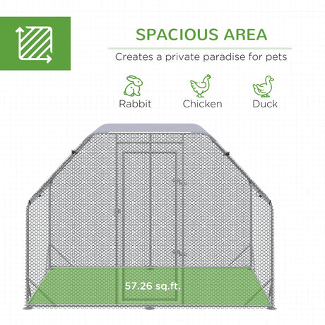 PawHut Walk in Chicken Run Chicken Coop Hen House Outdoor with Roof for 4-6 Chickens, 280 x 190 x 195cm