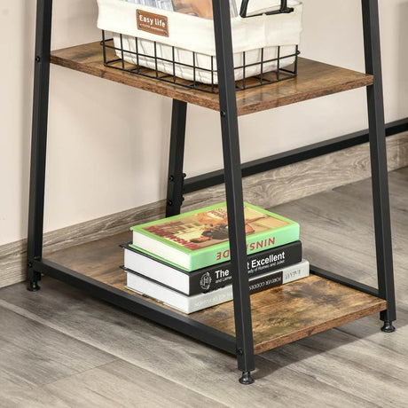 HOMCOM Computer Desk with Storage, Industrial Home Office Desk with 2 Tier Shelves and Steel Frame, Work Desk for Study Room, Black and Rustic Brown