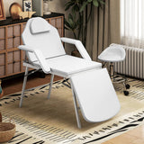 HOMCOM Portable Massage Table, 3 Section Adjustable Beauty Bed, Foldable Massage Bed with Face Hole, Recliner Chair with Removable Headrest and Armrests for Spa, Lash, Tattoo, White