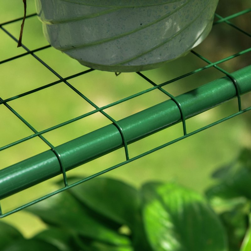 Outsunny Walk in Greenhouse with 3-Tier 8 Shelves, Green House with Hemmed Cover, Roll-up Zipped Door, Steel Frame, 143 x 143 x 195cm