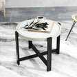 Outsunny Round Small Garden Table, 60cm Outdoor Side Table with Faux Marble Tempered Glass Top, Aluminium Frame for Garden, Patio, Balcony, Light Grey