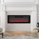 HOMCOM 127cm/50" Electric Fireplace, 2000W Recessed and Wall Mounted Electric Fire with Remote Control, 9 Flame Colour and Crystal, Black