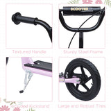 HOMCOM Kids Scooter Kick Scooter, with 12" EVA Tyres, Rear Brake, Big Wheels Scooter for 5-12 Years , Pink