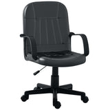 HOMCOM Swivel Executive Office Chair, PU Leather Computer Desk Chair with Adjustable Height, Wheels, Black